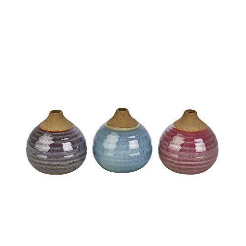 S/3 Glazed Bud Vases, Purple/blue/pink. Picture 1