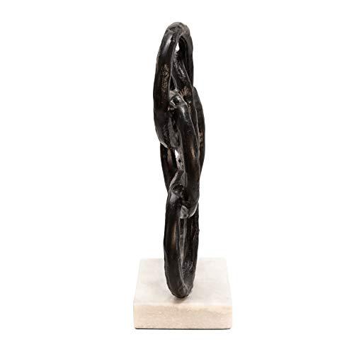13" Metal Rings On Marble Base, Black. Picture 3