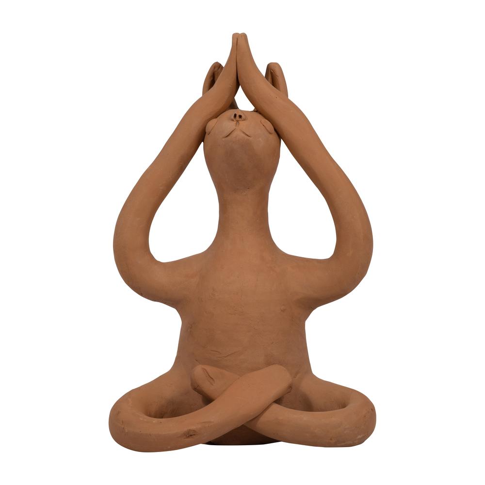 Terracotta, 10" Salutation Yoga Bunny, Natural. Picture 1