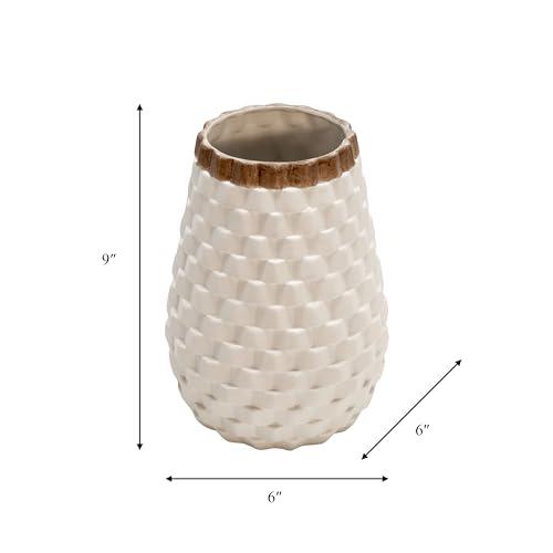 9" Textured Vase, White. Picture 4