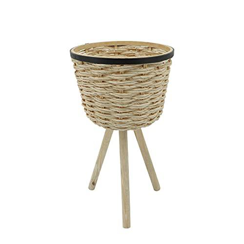 S/2 Wicker Footed Planters, White. Picture 3