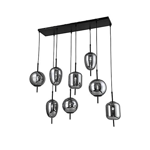 Metal 47" Pendant Lamp With 8 Light, Smoke  Glass. Picture 1