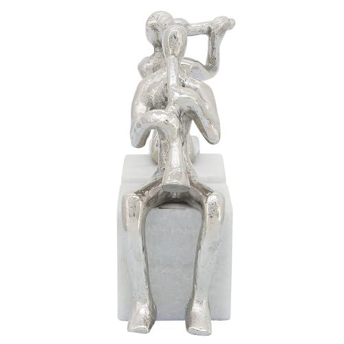 S/2 Metal Musicians On Marble Base, Silver. Picture 5