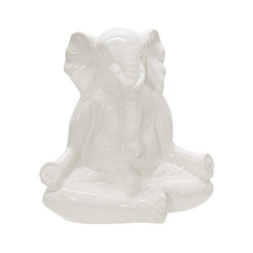Ceramic 7" Yoga Elephant, White. Picture 1