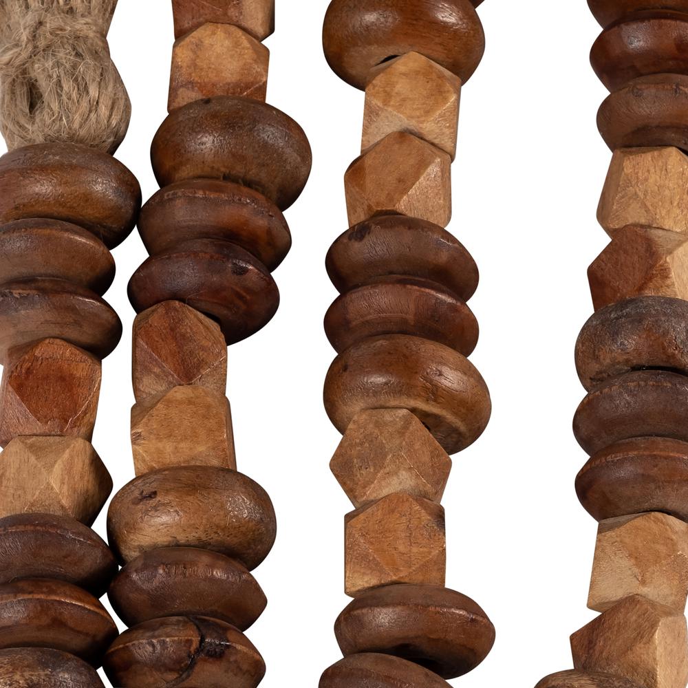 Wood, 33" 2-tone Bead Garland, Natural. Picture 6