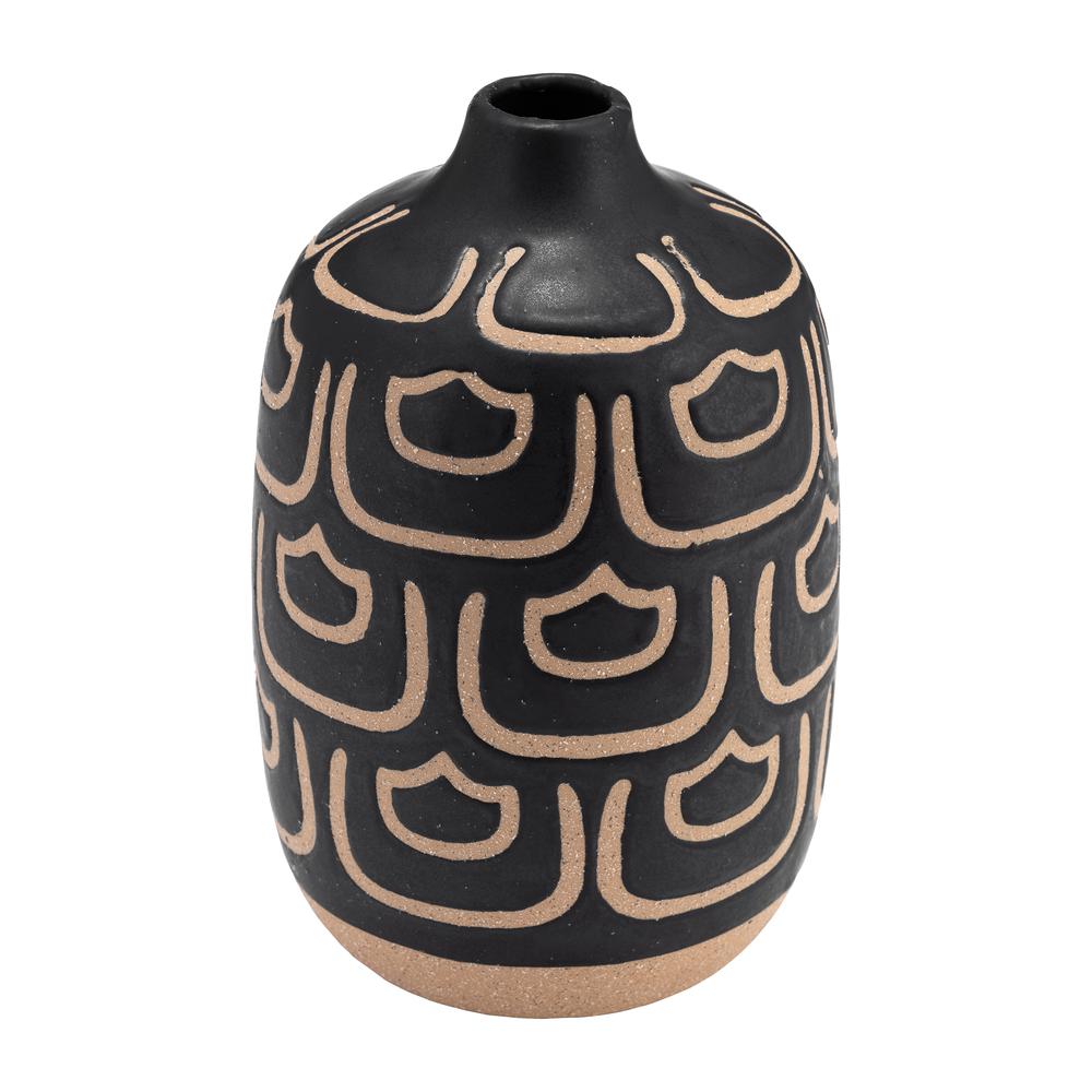 Cer, 10" Decorative Vase, Black/tan. Picture 3