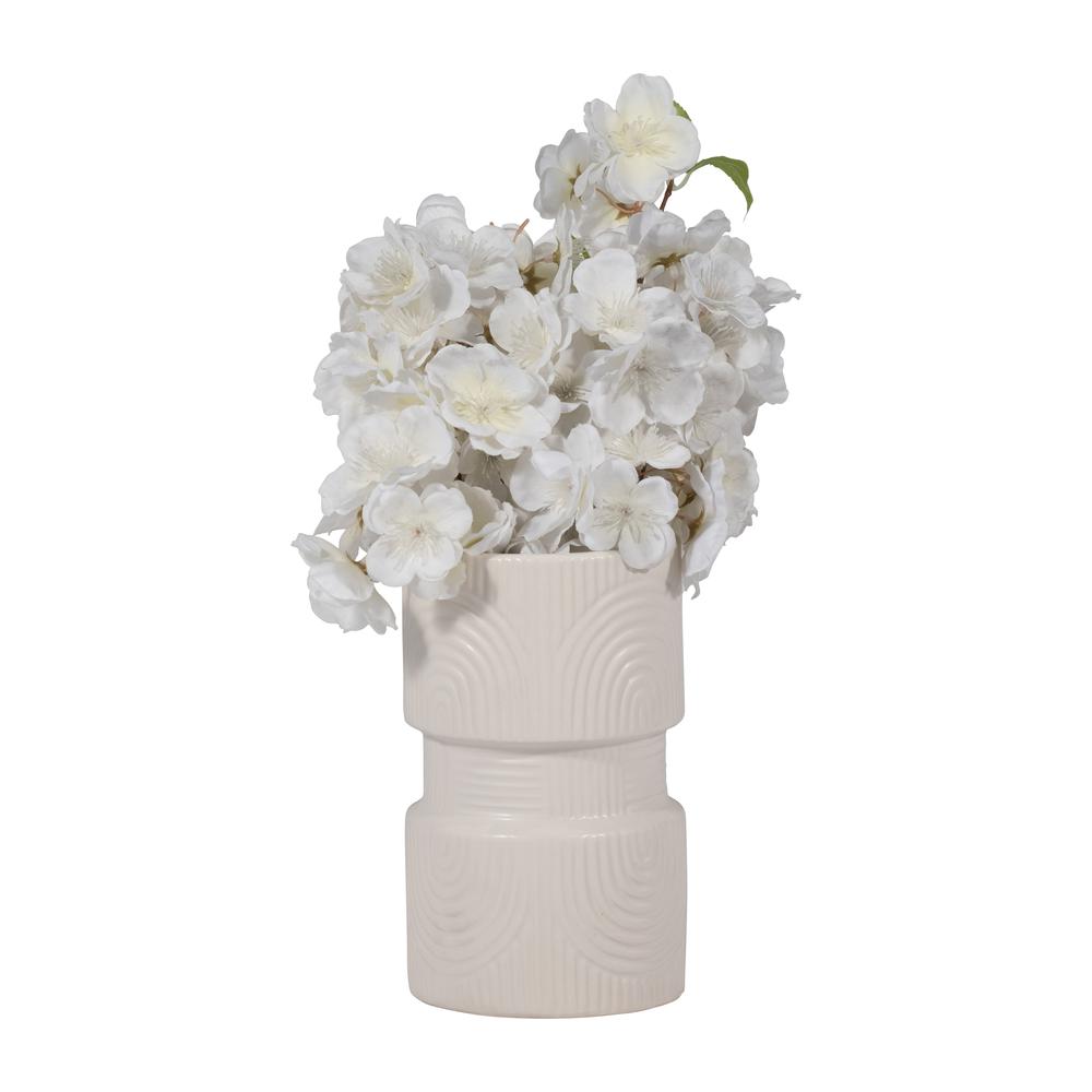 Cer, 7" Arches Dumbell Vase, White. Picture 3