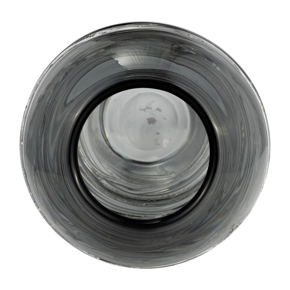 Glass, 13"h Veined Vase, Smoke. Picture 6