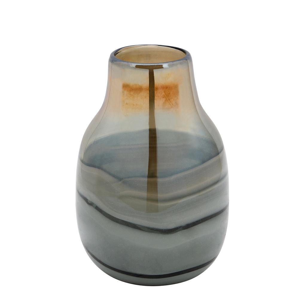 Glass 10"h Metallic Vase, Black/gold. Picture 1