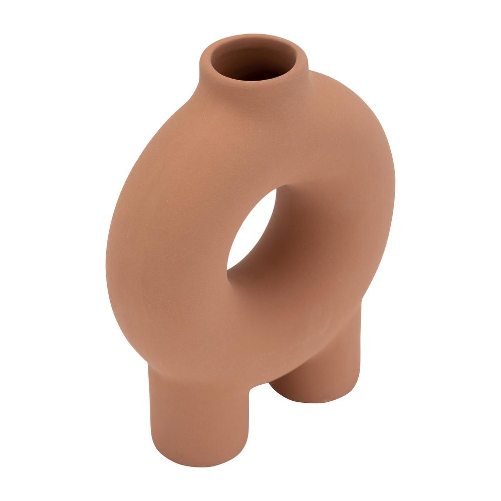 Cer,7",donut Footed Vase,terracotta. Picture 3