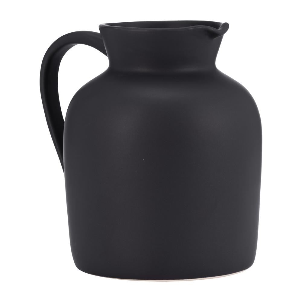 Cer, 7" Pitcher Vase, Black. Picture 2