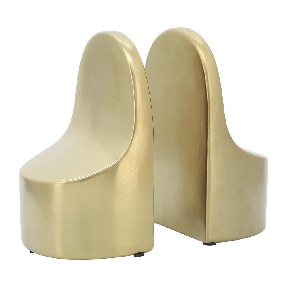 Cer, 6"h Contemporary Bookends, Gold. Picture 1