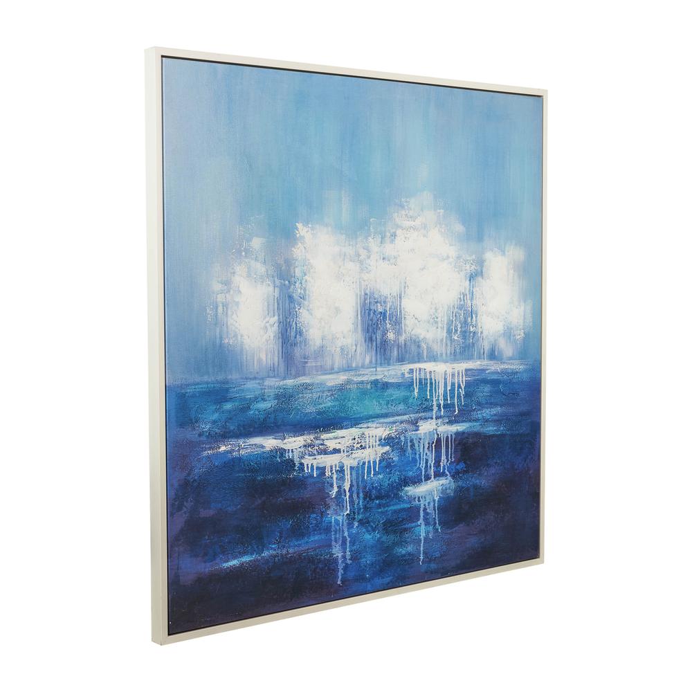 48x48 Handpainted Abstract Canvas, Blue/white. Picture 2