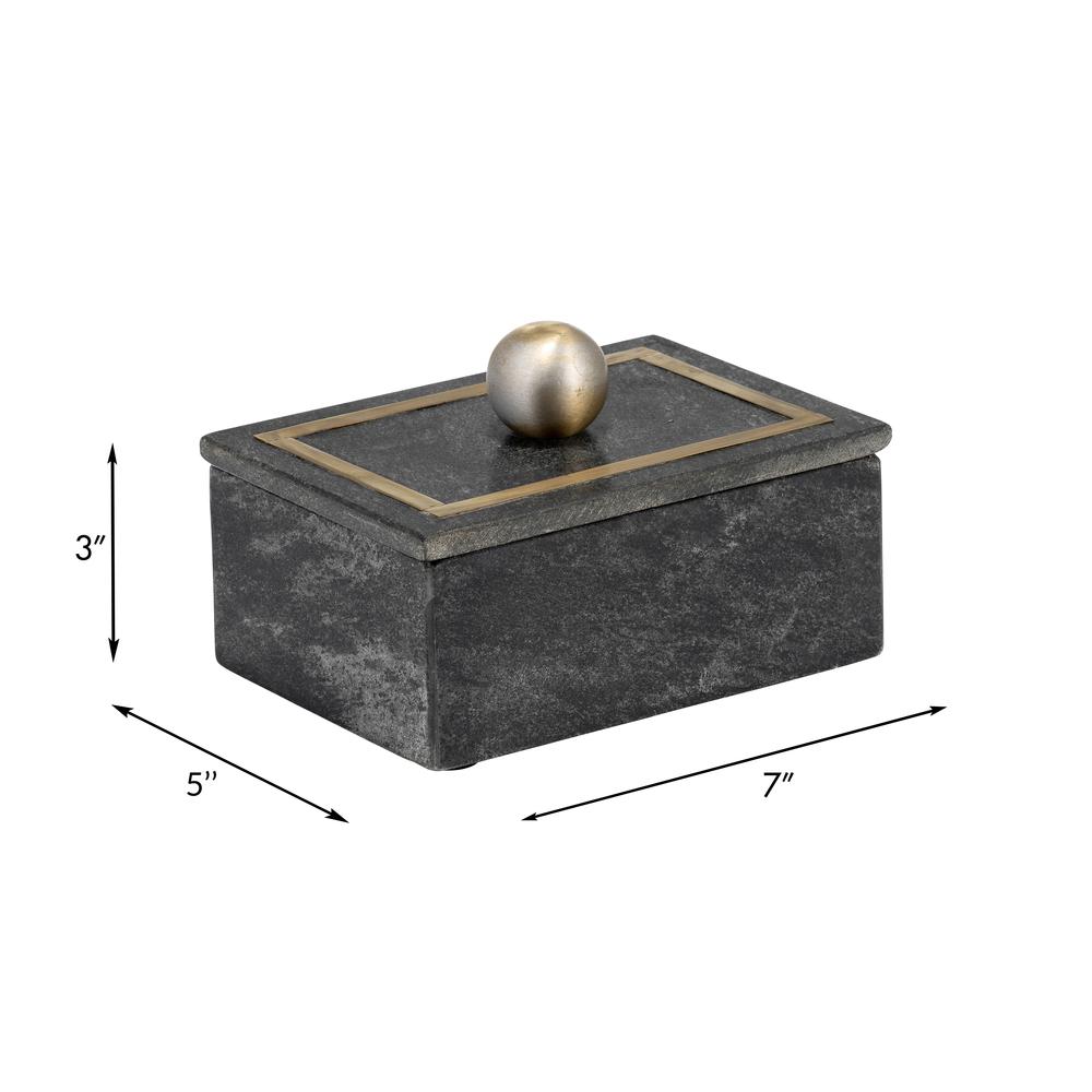 Marble, 7x5 Rectangular Box - Knob, Black. Picture 8