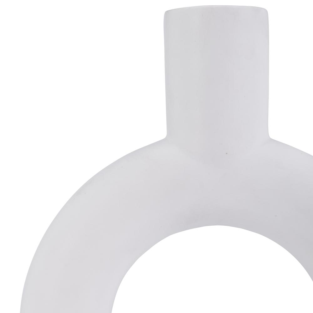 Cer, 9" Round Cut-out Vase, White. Picture 6
