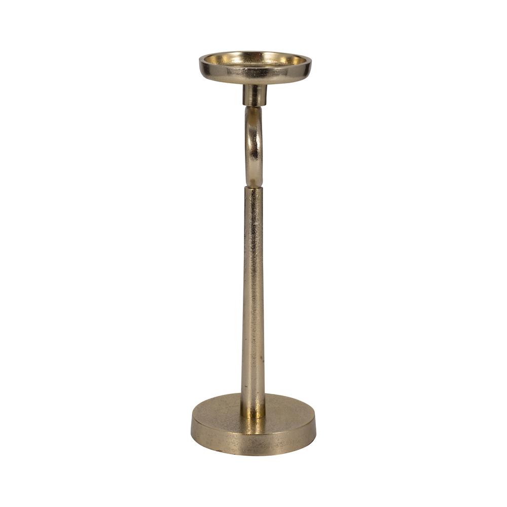 17"h Metal Candle Holder, Gold. Picture 4