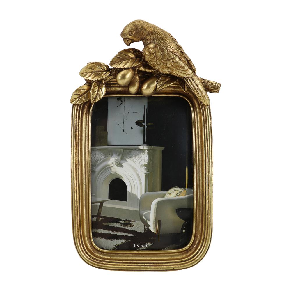 Resin, 4x6 Bird Photo Frame, Gold. Picture 1