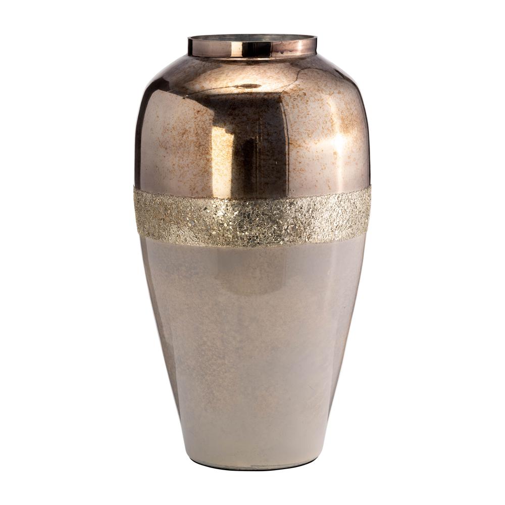 Glass, 20" Metallic Vase, Champagne. Picture 2