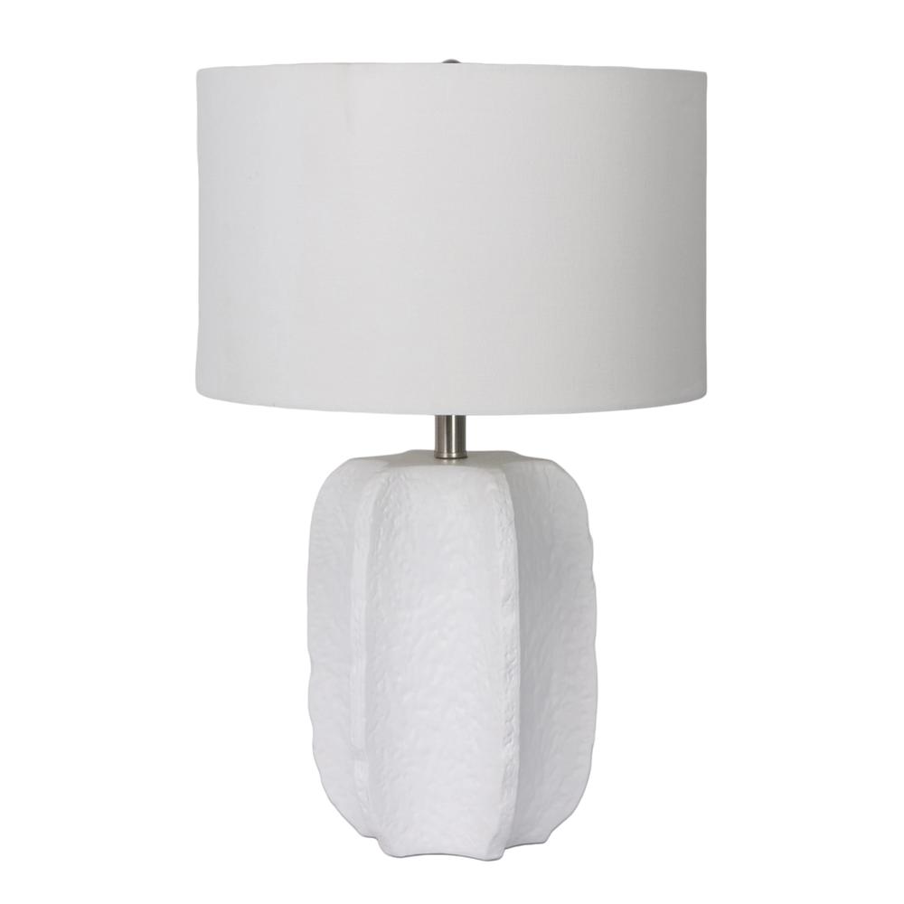 24" Textured Jagged Table Lamp, White. Picture 1