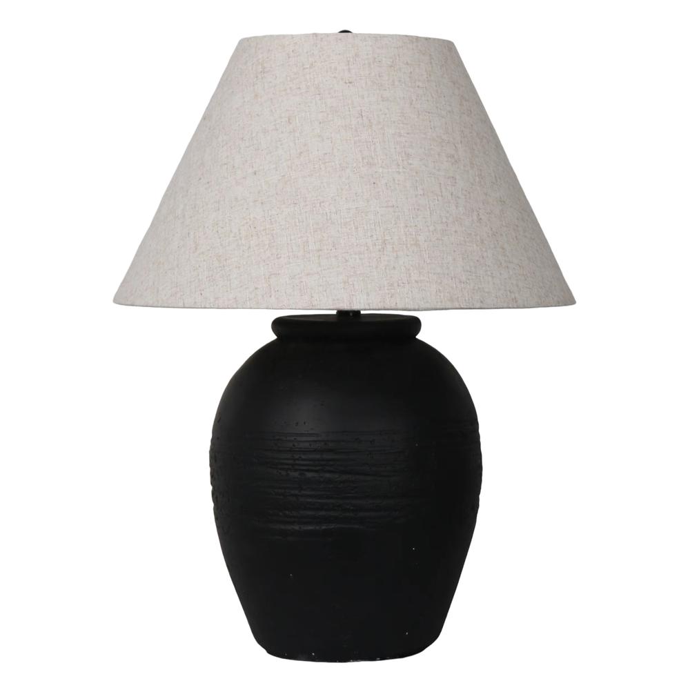 27" Artisan Jug Table Lamp Tapered Shade,blk/beige. Picture 1