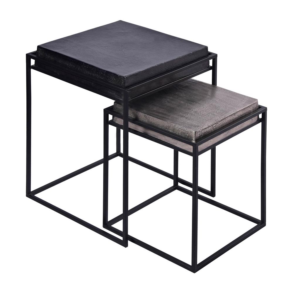 Metal, S/2 14x19"/18x23" Nested Square Side Tables. Picture 1