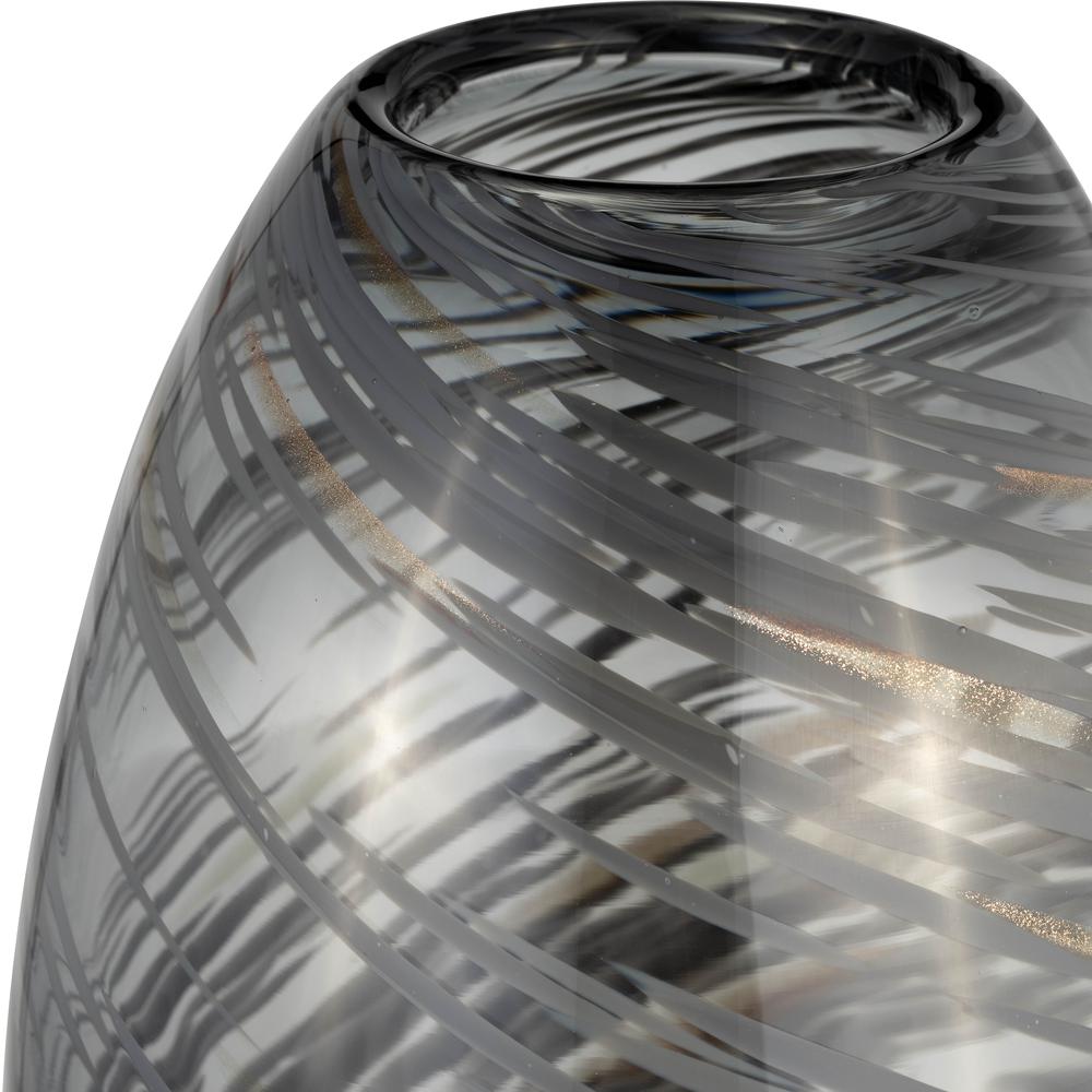 Glass, 13"h Swirl Vase, Black. Picture 4