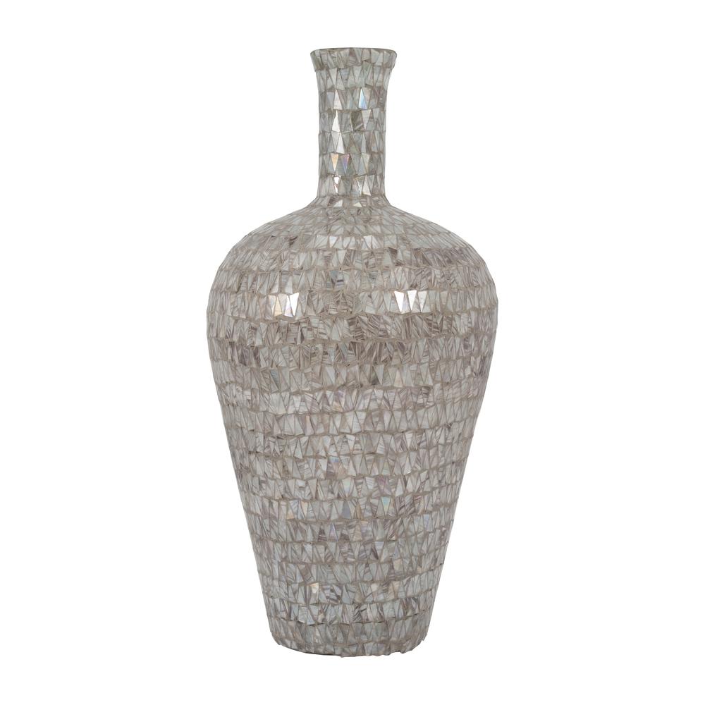 Glass, 24" Mosaic Vase, Brown Quartz. Picture 2