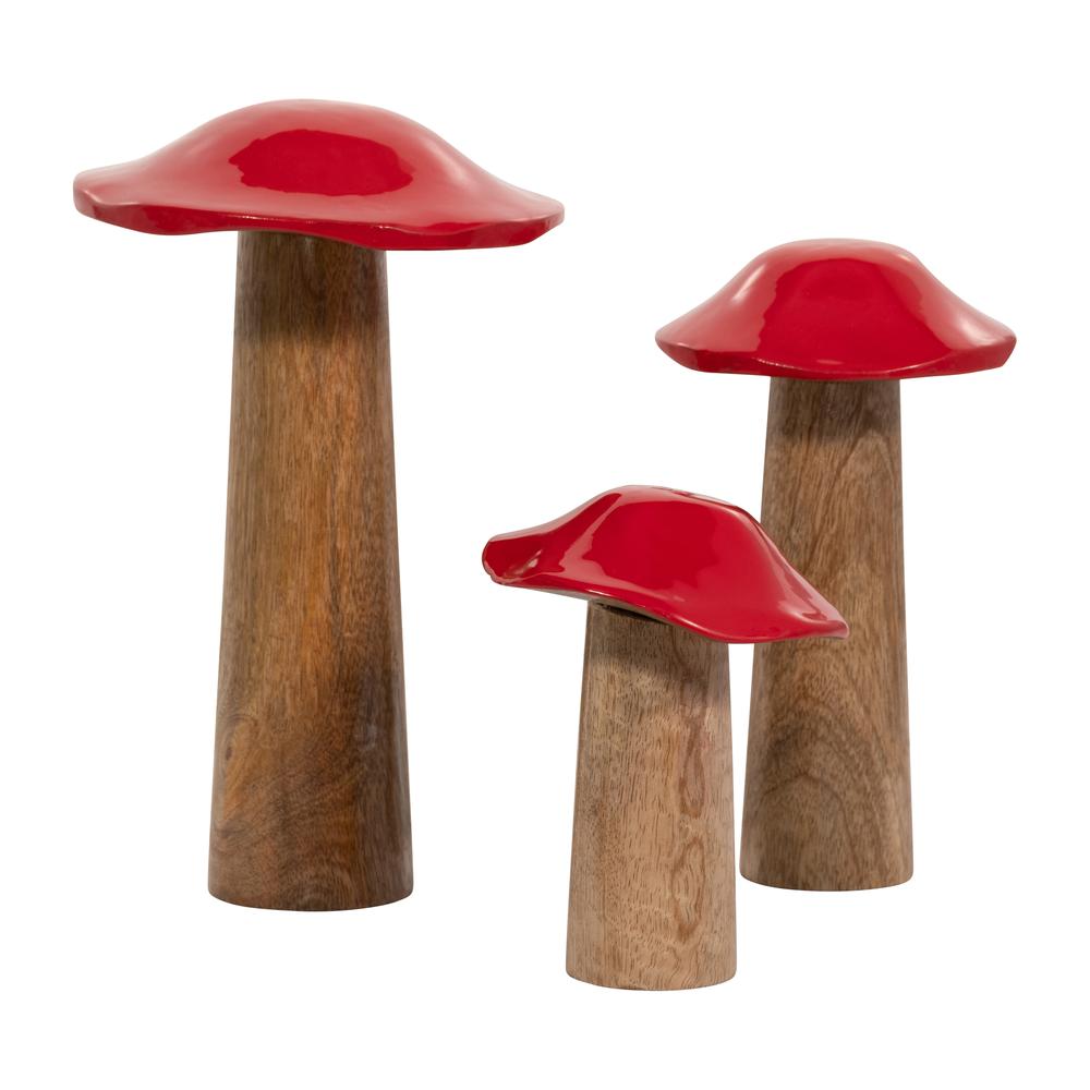 Wood, 10" Toadstool Mushroom, Red. Picture 6