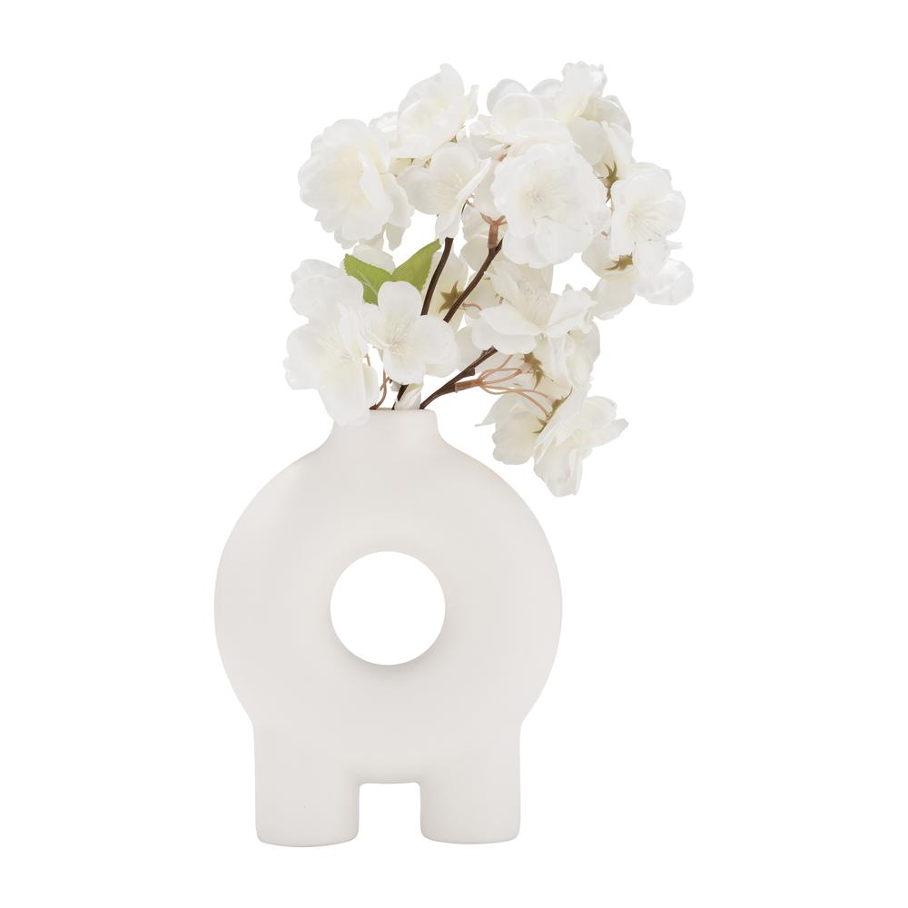 Cer,7",donut Footed Vase,white. Picture 5