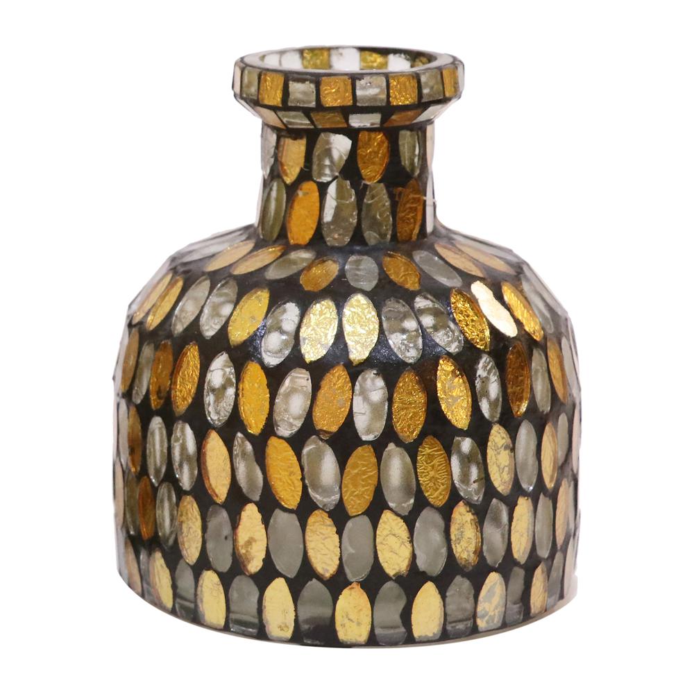 Glass, 5"h Mosaic Vase, Copper. Picture 1