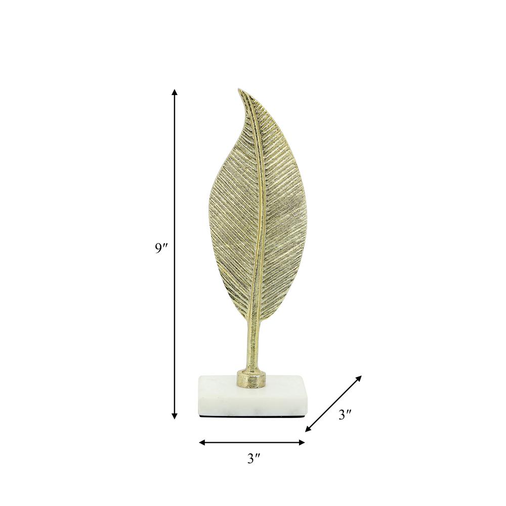 Metal 9" Leaf Table Deco, Gold. Picture 6