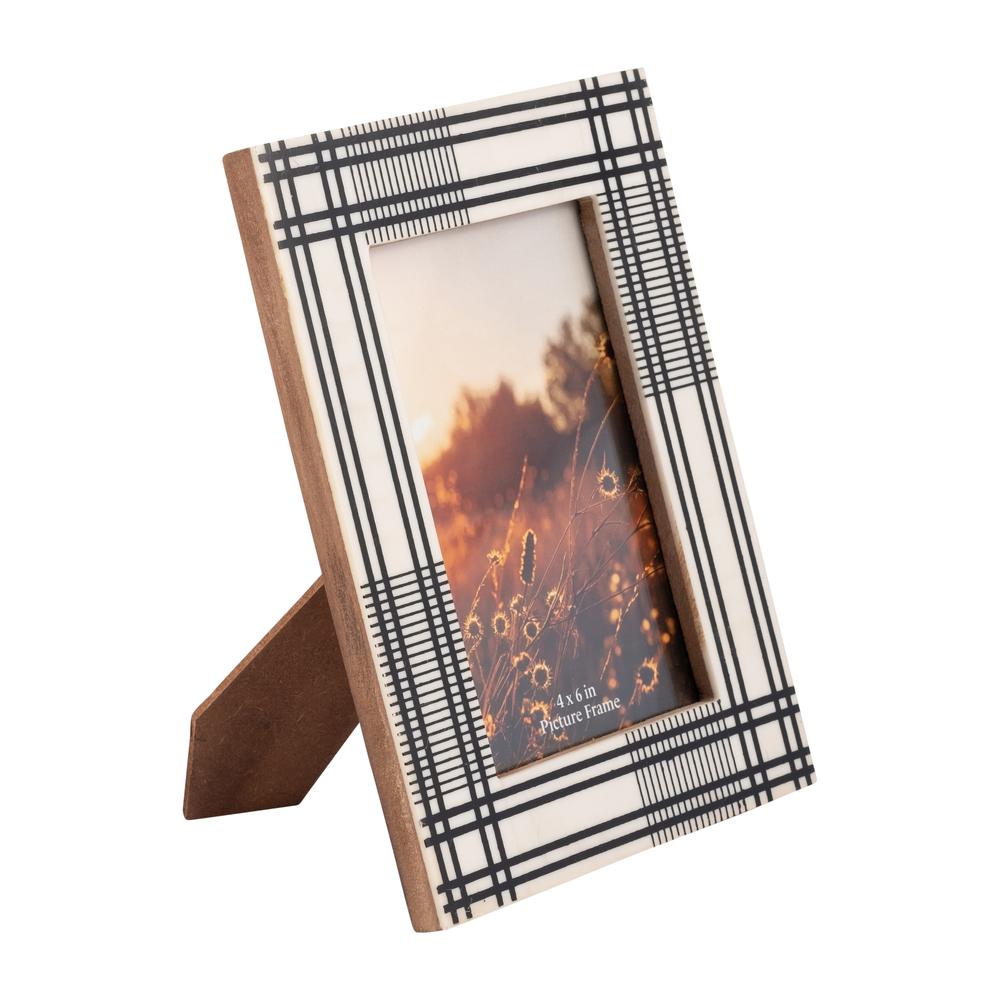Resin,4x6 Plaid Lines Photo Frame,black/white. Picture 2