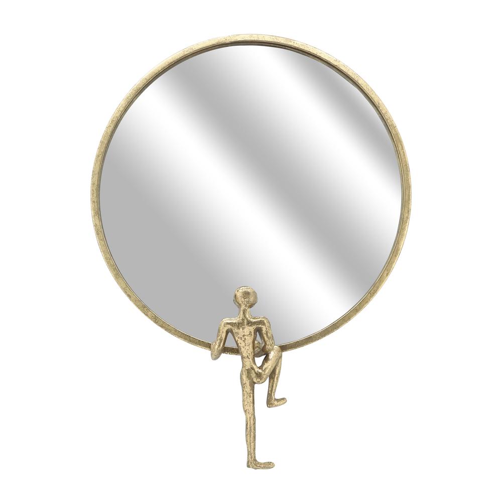 Metal, 24"h, Mirror With Man Deco, Gold. Picture 1