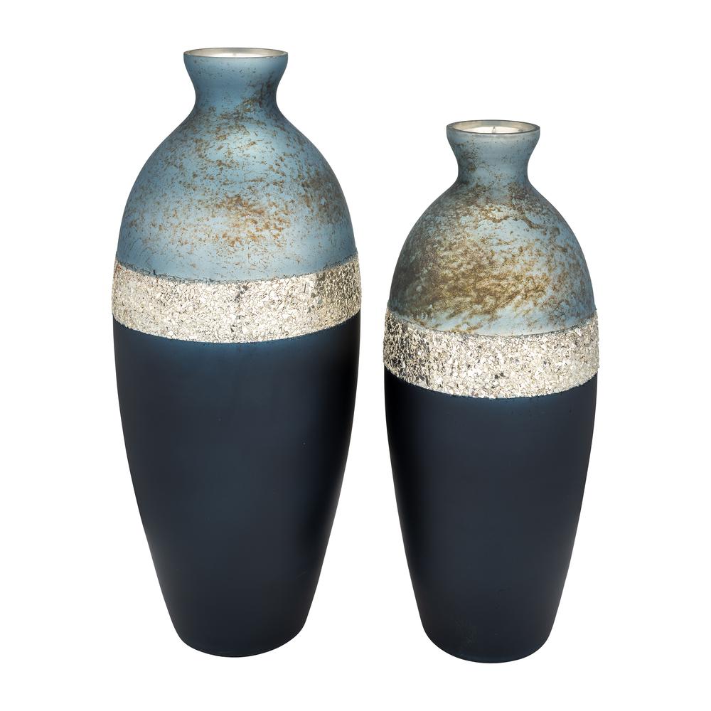 Glass, 16" Tri-colored Glittered Vase, Multi. Picture 6