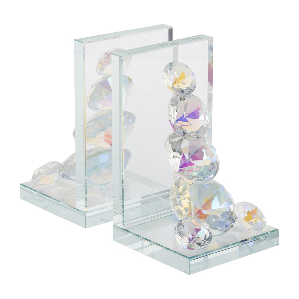 S/2 Crystal Diamond Bookends, Rainbow. Picture 1