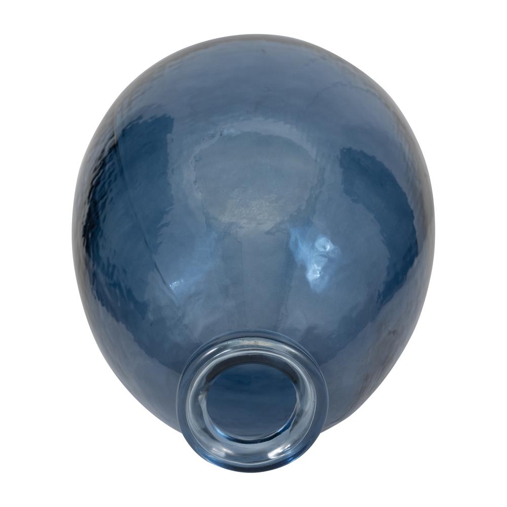 Glass, 15" Balloon Vase, Blue. Picture 5