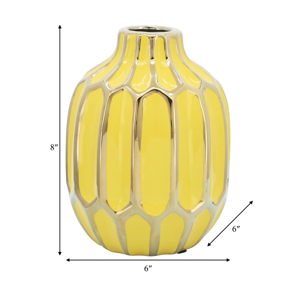 Ceramic Vase 8"h, Yellow/gold. Picture 4
