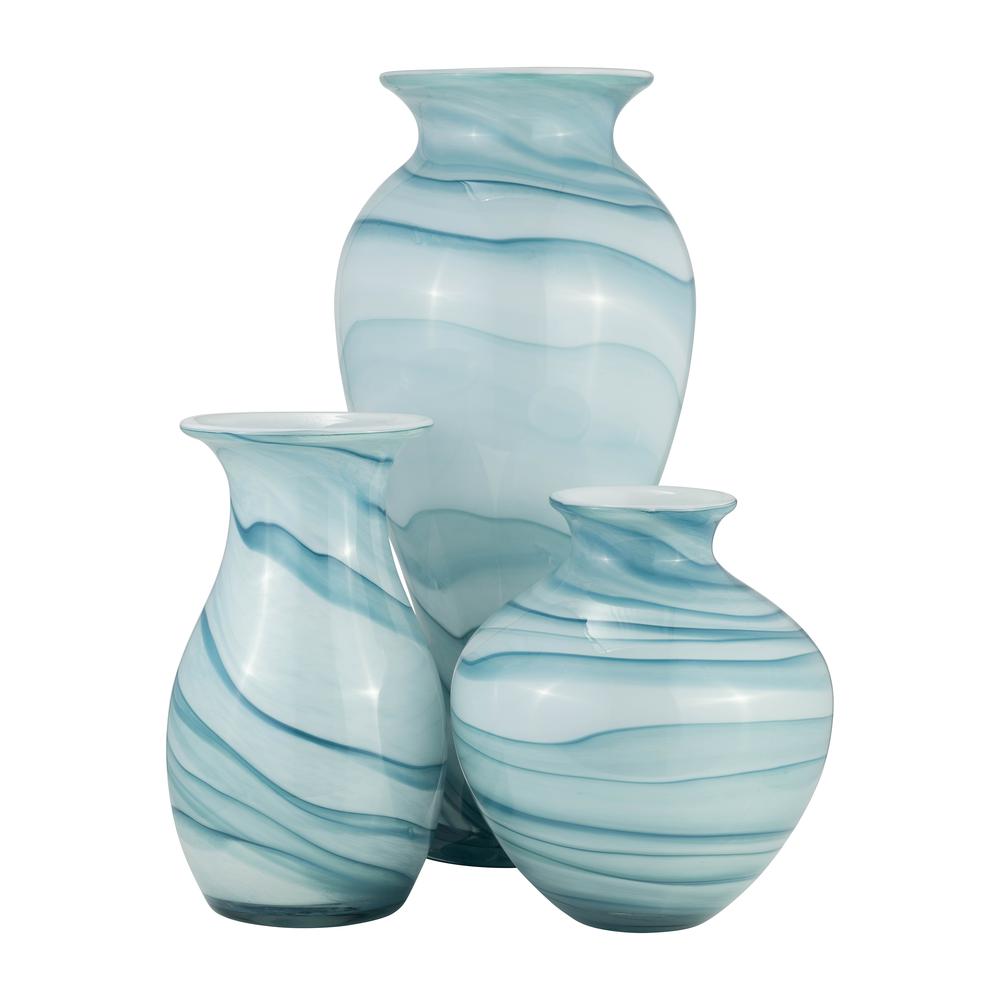 Glass, 11"h 2-tone Vase, Blue/white. Picture 7