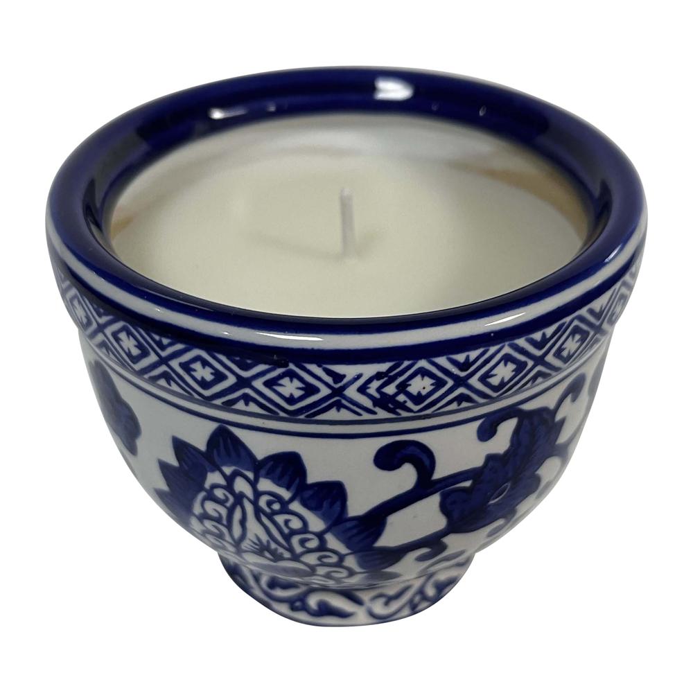 4", 6oz Bowl Chinoiserie Candle, Blue/white. Picture 2