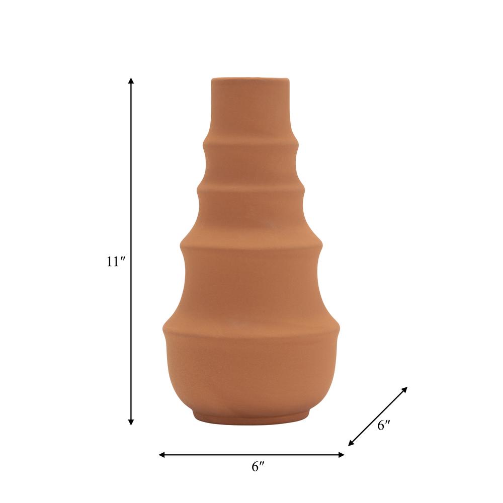 Cer,11",ring Pattern Vase,terracotta. Picture 7