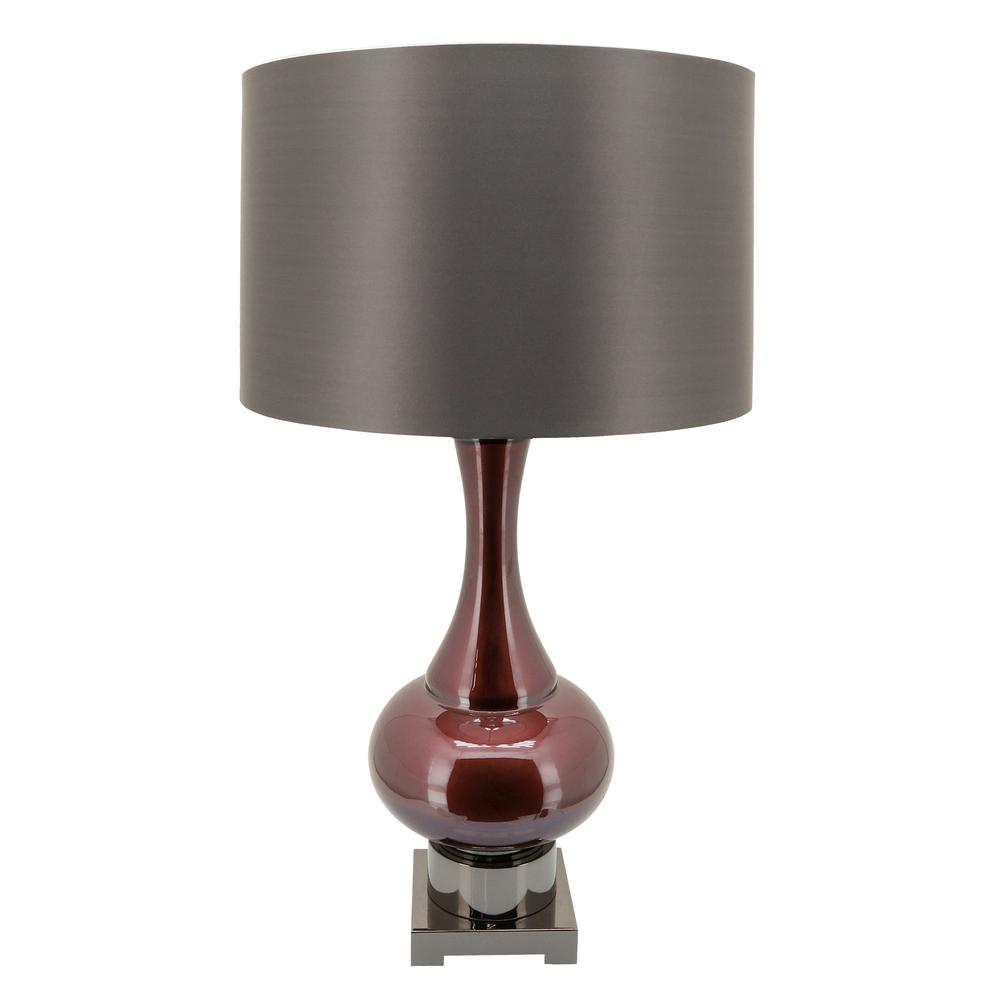 Glass 31" Genie Bottle Table Lamp, Burgundy. Picture 2