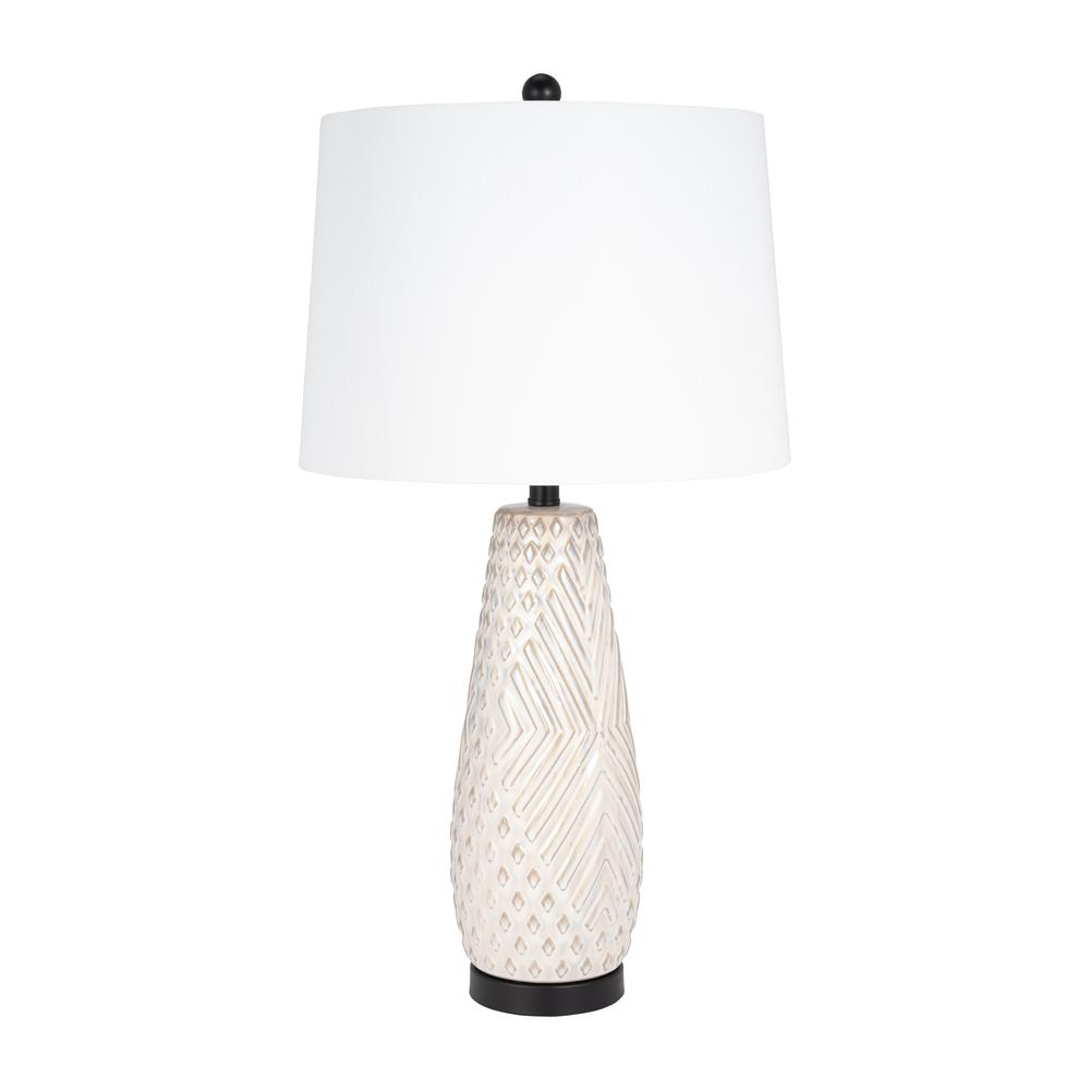Ceramic 30" Textured Table Lamp, Ivory. Picture 1