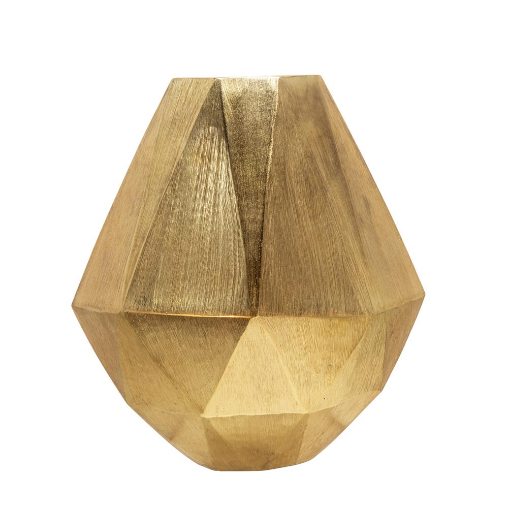 10" Geometric Deco Vase, Gold. Picture 2