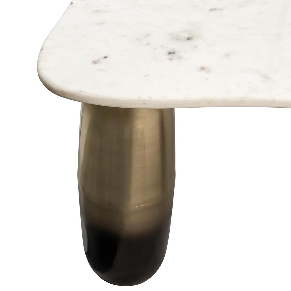 Marble/metal, 30"dx16"h Coffee Table, Wht/gld. Picture 4