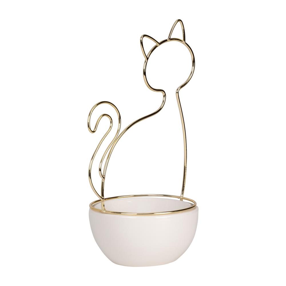 10"h Cat Trinket Tray, White. Picture 2