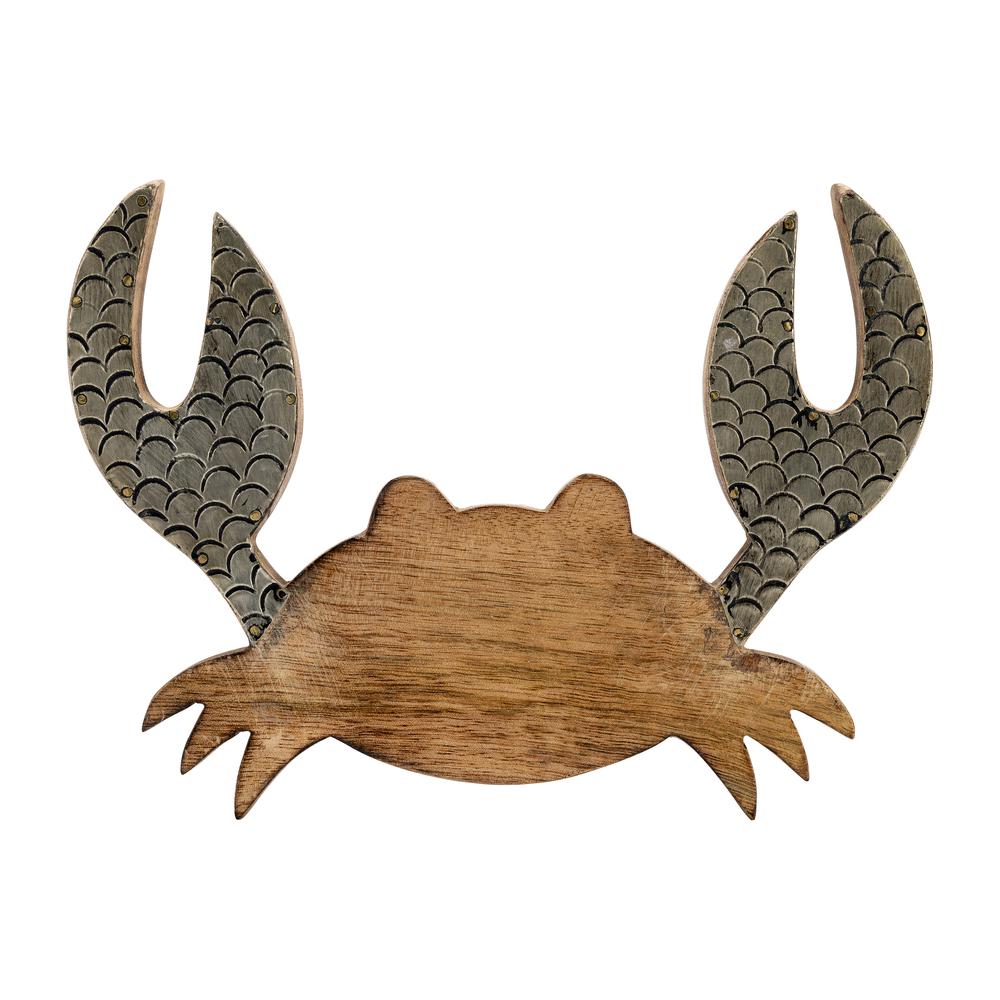 Wood, 8" Crab Deco, Brown. Picture 1