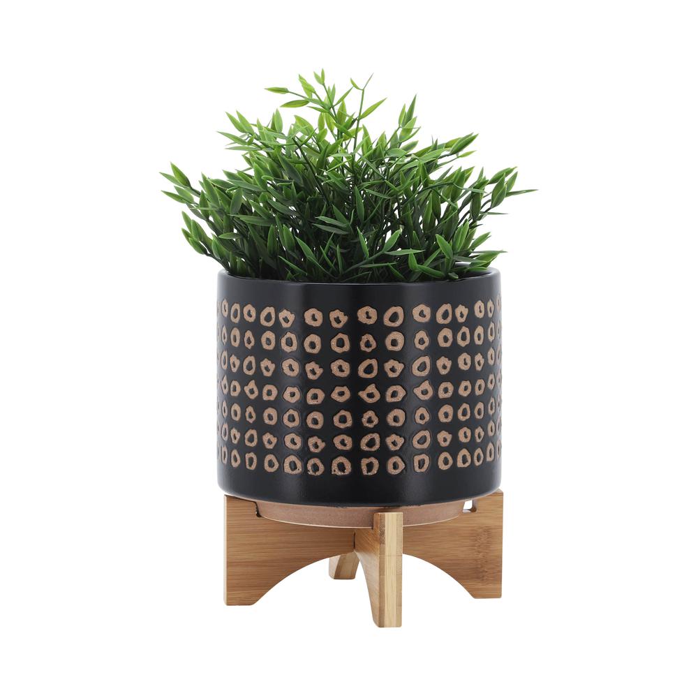 Ceramic 8" Planter On Stand, Brown. Picture 3