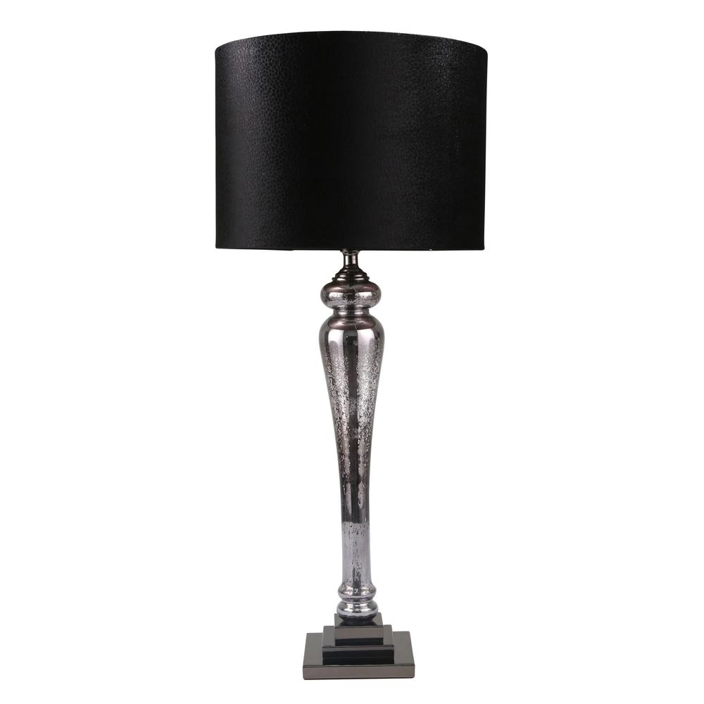 Glass 37" Pillar Table Lamp, Mercury Black. Picture 1