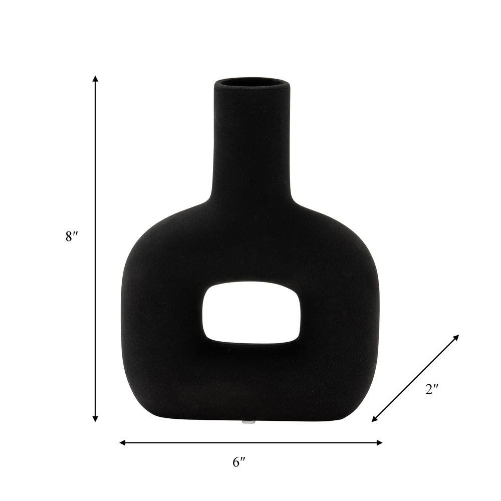 Dol, 8" Open Cut Vase, Black. Picture 8