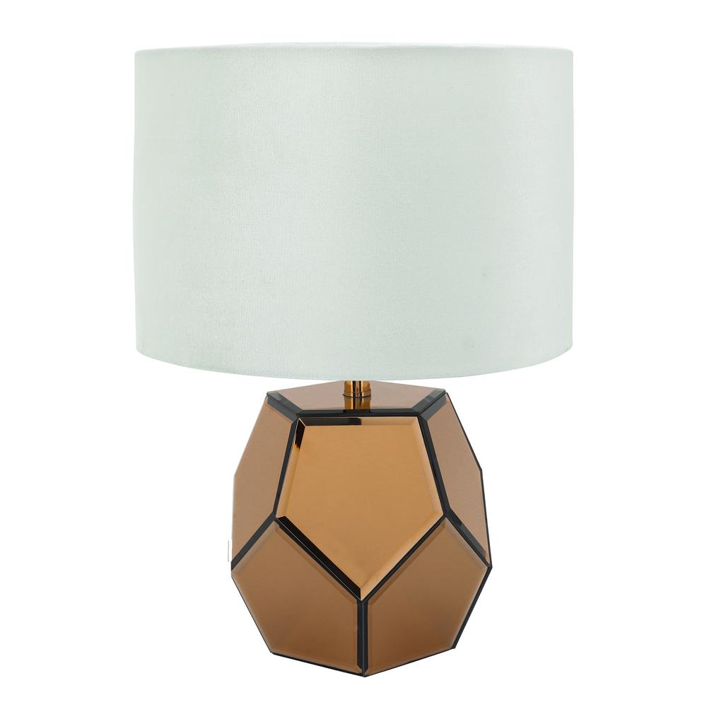 Mirrored 17.25" Facetd Table Lamp, Gold. Picture 1